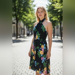 Lauren Ralph Lauren Pink Yellow Halter Dress Size 10